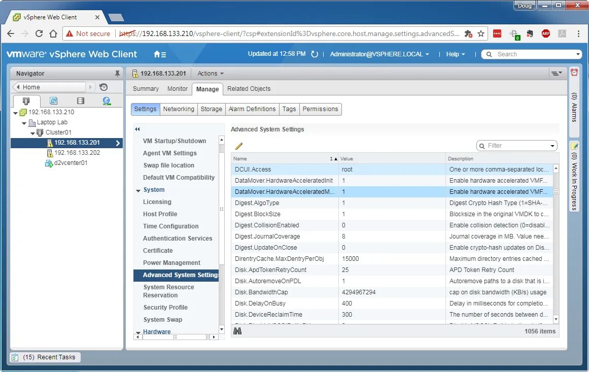 Webclient pages. ESXI администрирование. VSPHERE client. VMWARE ESXI Интерфейс. VSPHERE client 5.5 Advanced settings.