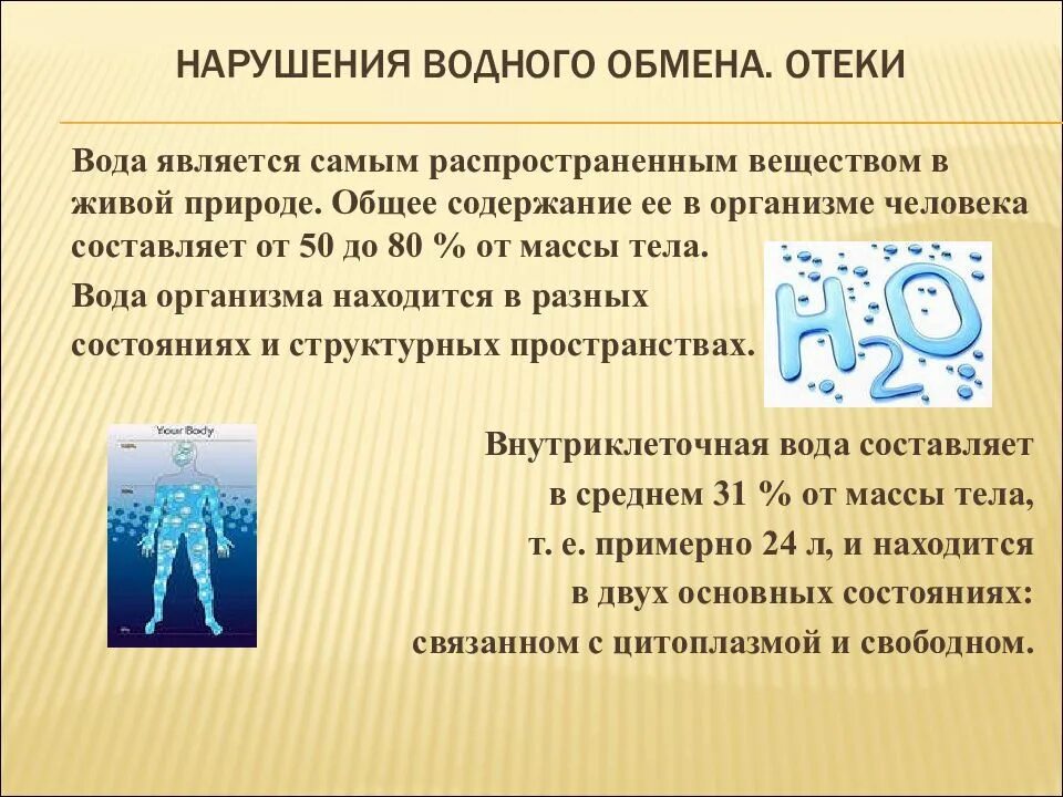 Нарушение водного обмена. Патология водного обмена. Обмен воды в организме. Вода в организме человека.