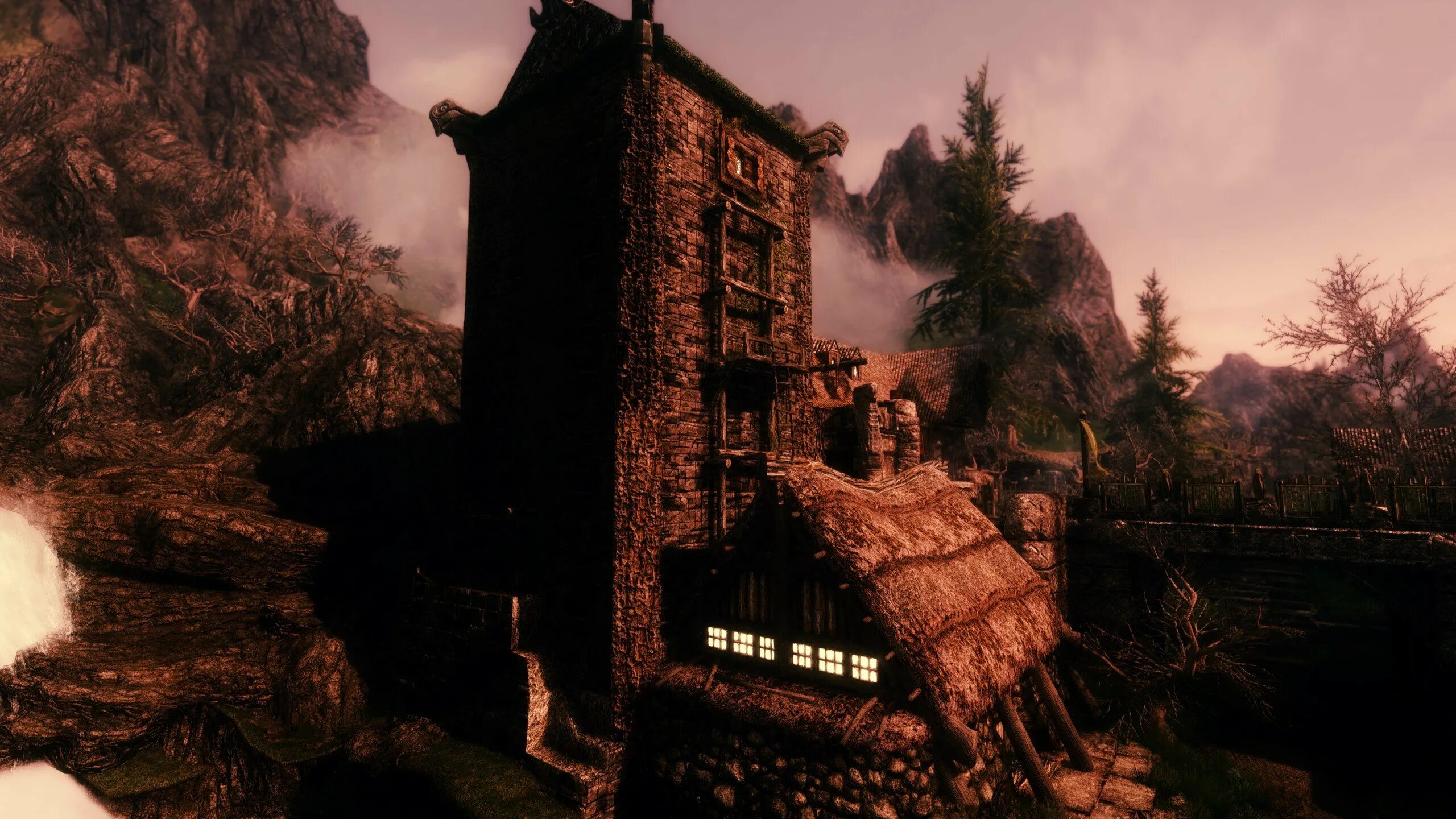 Деревня лесная скайрим. Skyrim моды на дома. Скайрим фолкрит охотничий домик. Скайрим современный дом. Скайрим мод дом.
