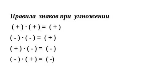 Плюс минус умножение деление правила