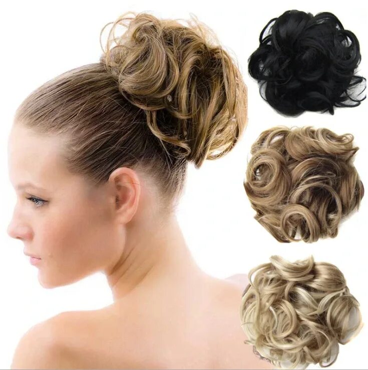 New 2015 Lady Girl Clip-on Dish Hair Bun Extension Hairpiece Scrunchie Tray Pony