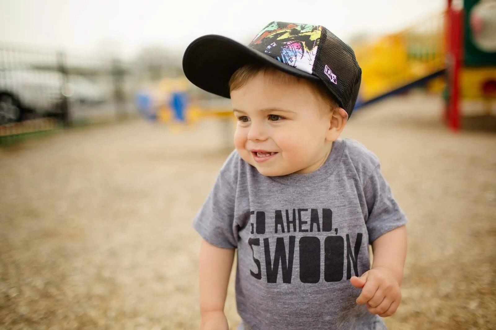 Little Fit. Boss Kids hat. The child wearing the hat. Children Wear Sunny hats.