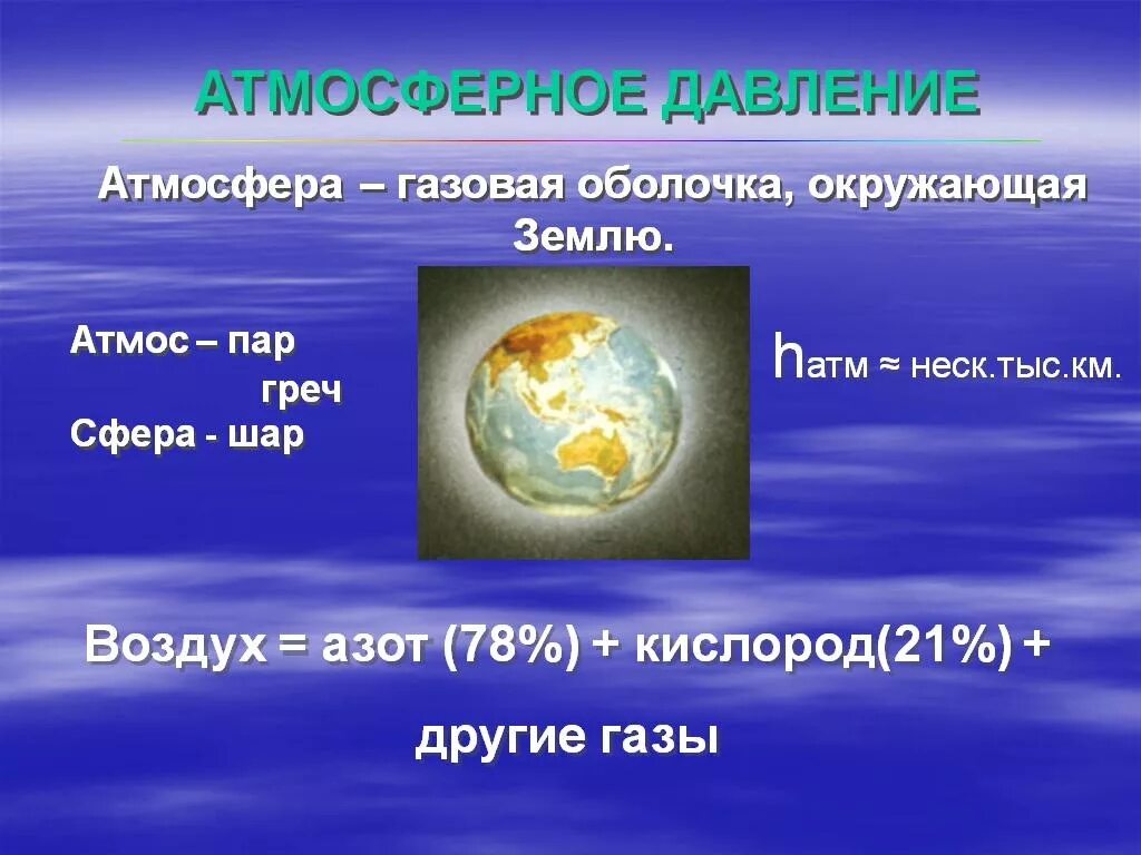 Нужна ли земле атмосфера. Атмосфера земли презентация. Газовая оболочка окружающая землю. Давление атмосферы. Атмосферное давление презентация.