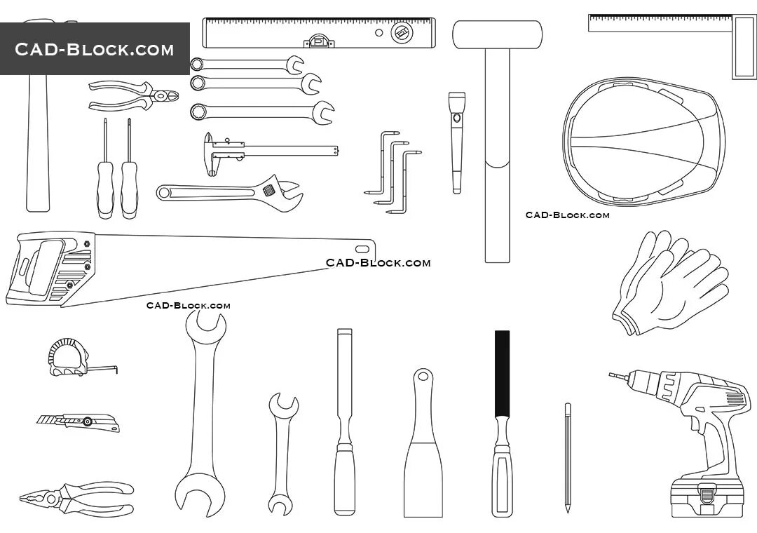 Tool detail. Инструменты dwg. Ручной инструмент dwg. Строительные инструменты Автокад. Инструменты для черчения.