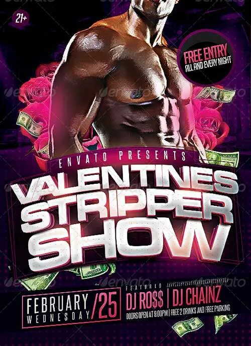 Strip show me. Strip show party. flyer for strip. valentine show party. valentine stripper.