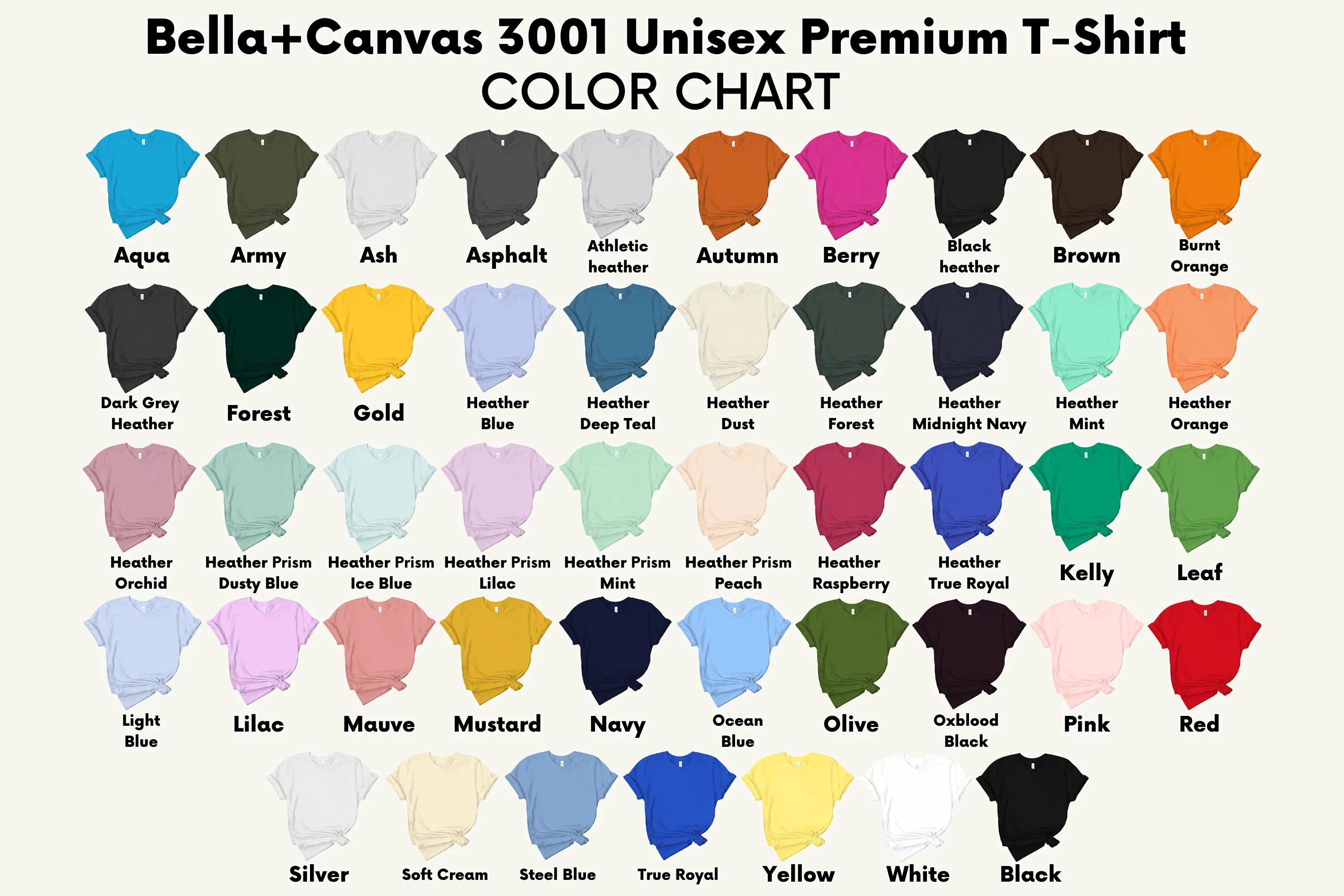 Цвета унисекс. Солор 3001. All Colors Bella Canvas 3001 t-Shirts. Leggings Colour Chart.