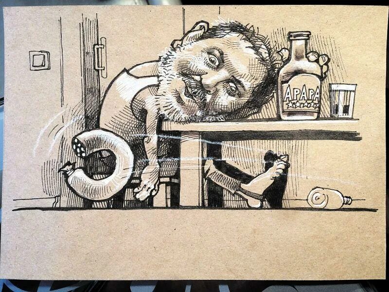 Карикатуры про алкашей. Думала алкаш оказался художником. Карикатура пьянство. Думала алкаш оказался художником. Мультяшные алкаши.