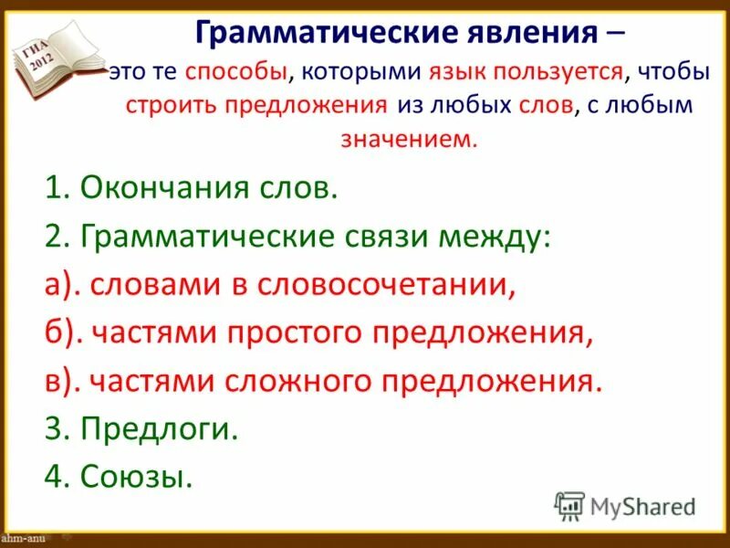 Грамматические отношения между словами