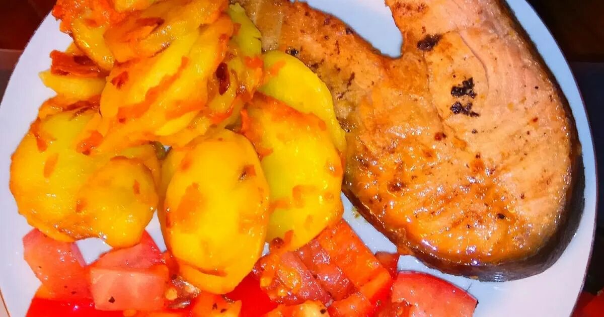 Скачать обои еда, рыбные, блюда, , с, морепродуктами, рыба, картофель из раздела