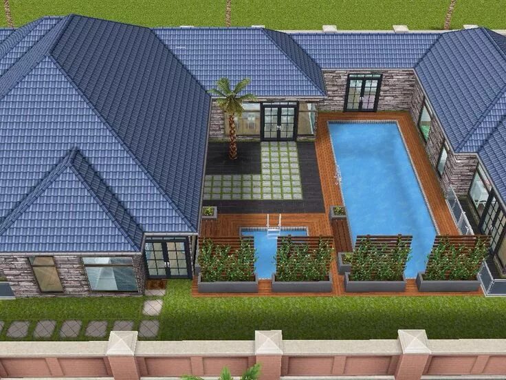 Дом в симс 4 схема по клеточкам H shaped house plan House blueprints, House plans, House floor plans