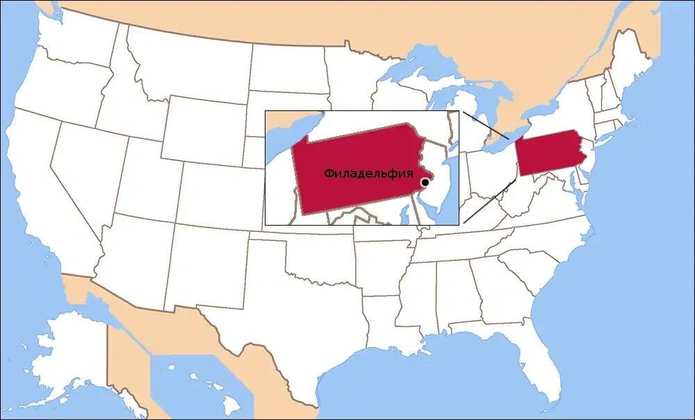 Штат Филадельфия на карте США. Штат Филадельфия на карте Америки. Филадельфия штат Пенсильвания на карте США. Филадельфия штат Пенсильвания.