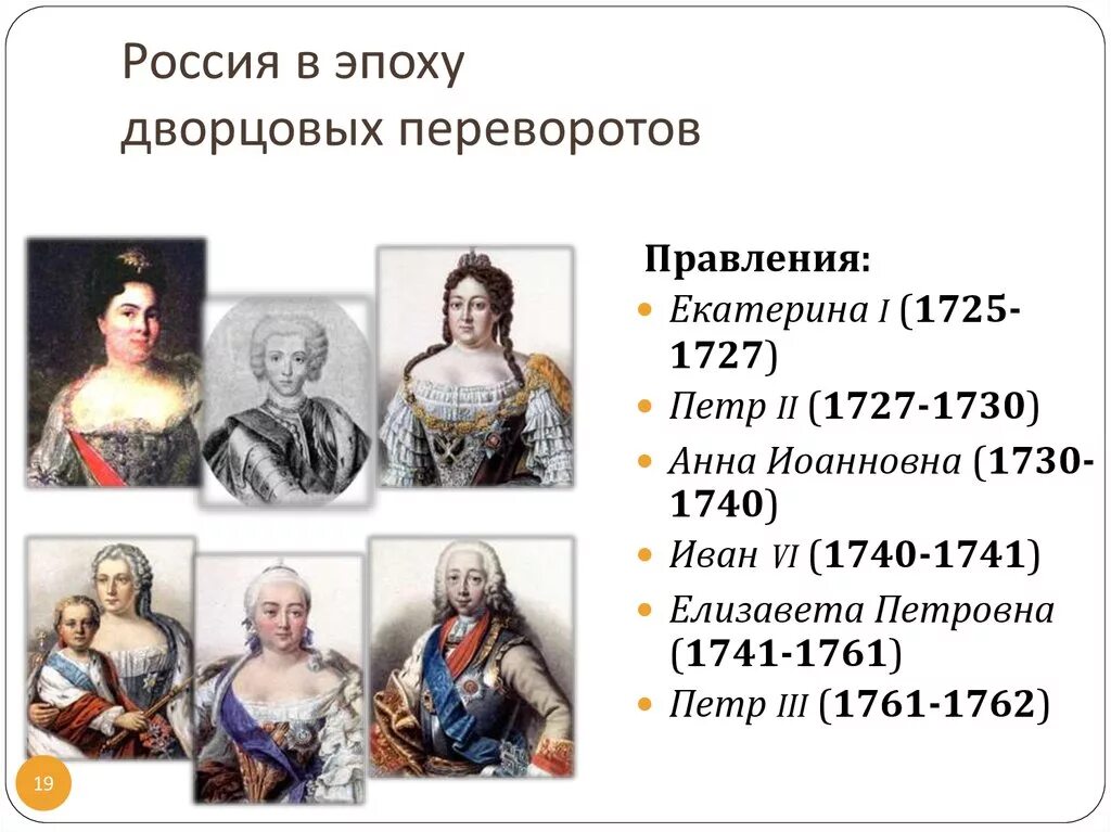 Имя монарха правившего в россии в период. Царствование Анны Иоанновны Елизаветы Петровны Екатерины 1.