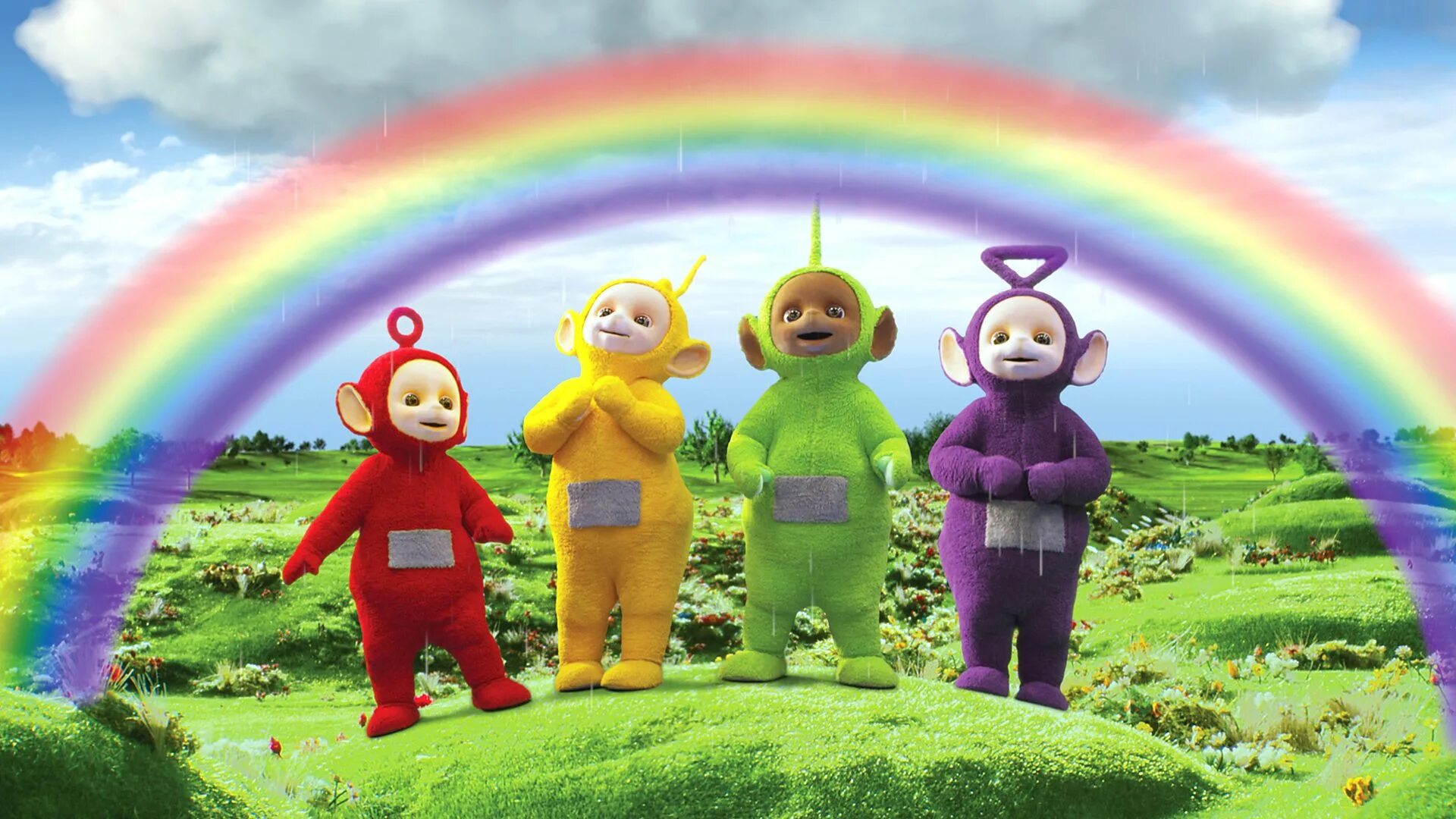 Thicc lady teletubbies. Герои мультика телепузики. Телепузики Радуга. Телепузики 1997.