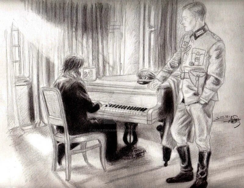 Солдат за роялем. Человек за роялем. Пианист скетч. Пианист рисунок. Мем играет на пианино