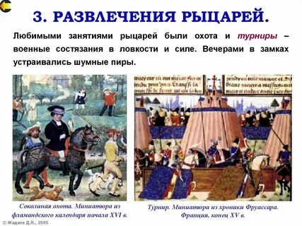 Занятия рыцарей история 6 класс