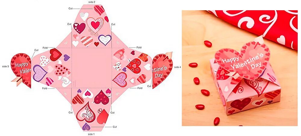 Открытка в виде сердечка. Открытка валентинка своими руками. Трафарет валентинки. Развёртка коробочки для подарка. Выкройка коробочки для подарка.