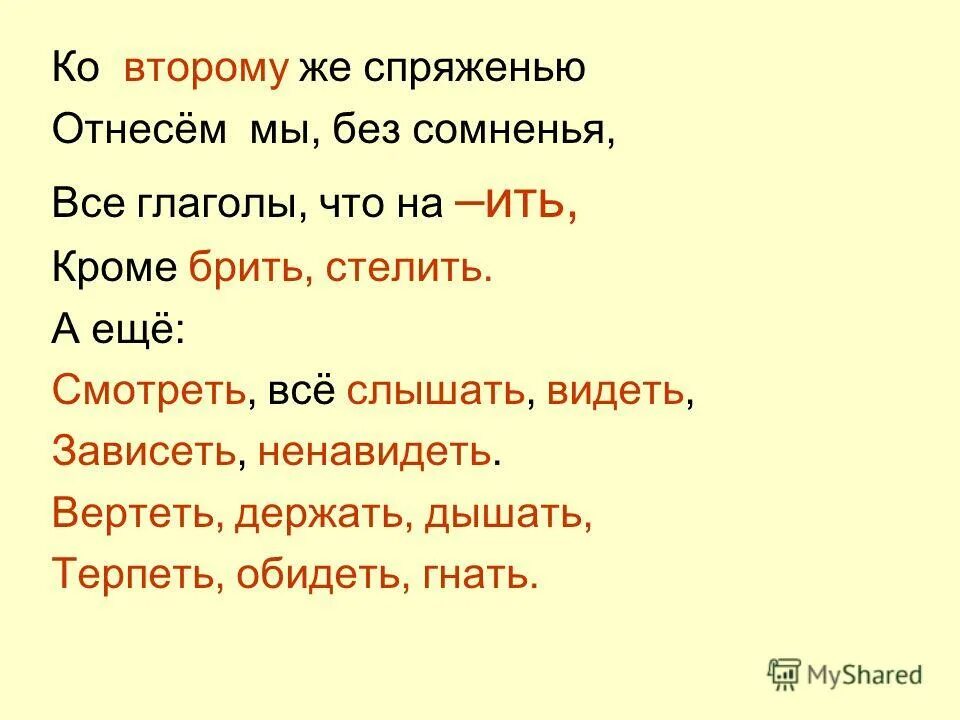 Слышать видеть спряжение