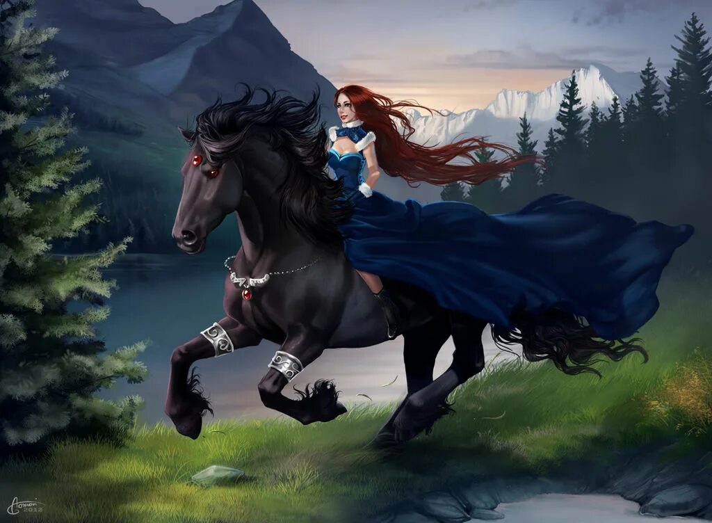 Кони сказки девочку. Девушка на лошади фэнтези. Конь фэнтези. Лошадь арт. Арты лошадей.
