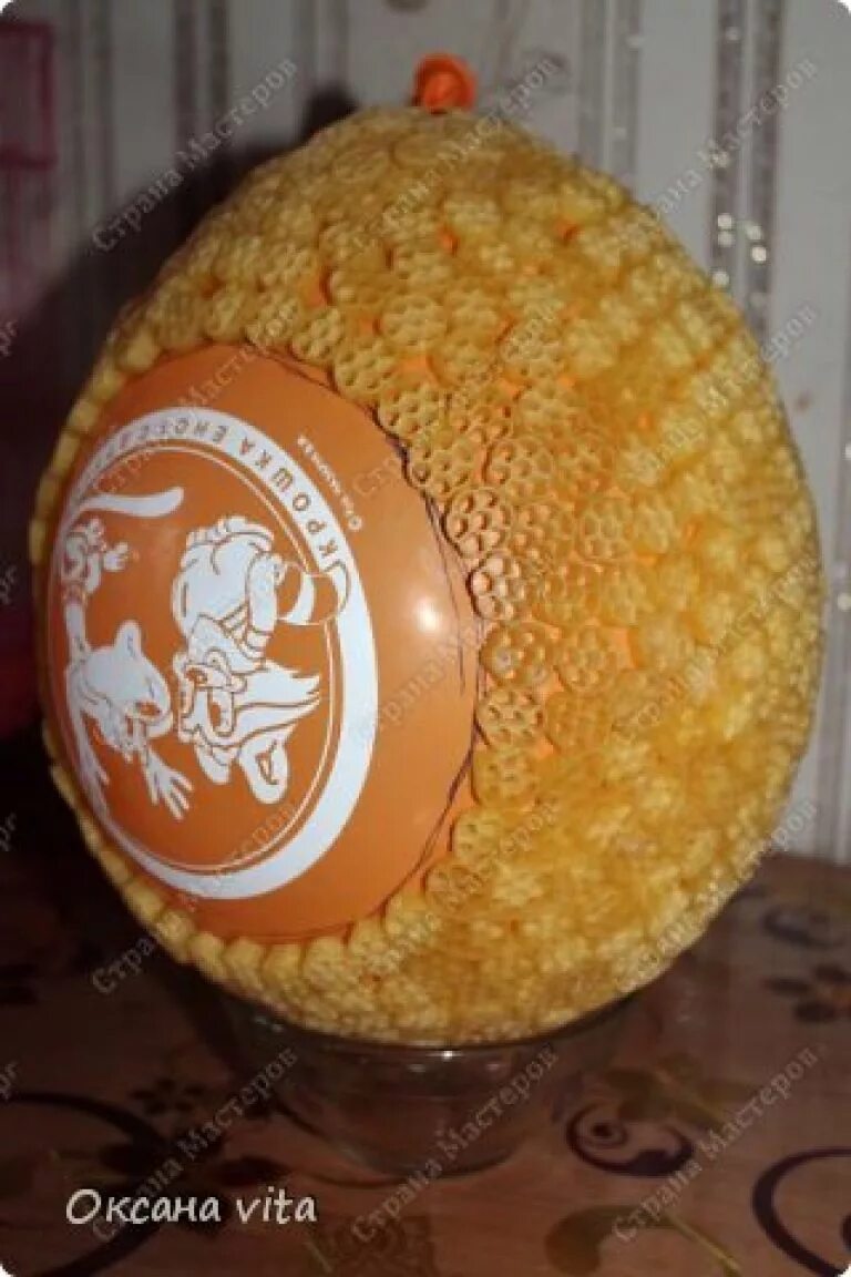 Яйцо из макаронных изделий. Яйцо из макарон. пасхальное яйцо из макарон.