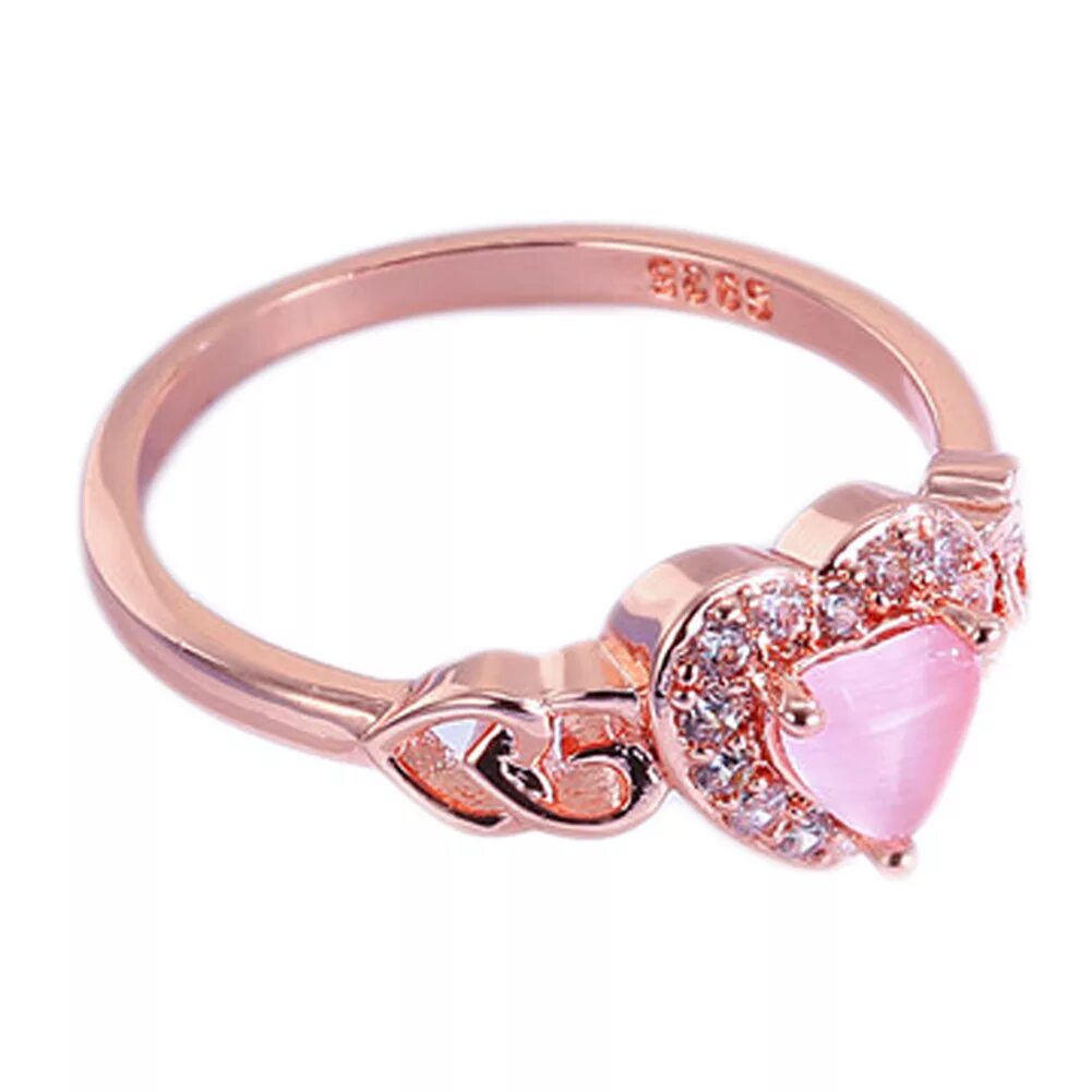 Розовое кольцо. Кольцо с розовым сердечком. Кольцо с розовым золотом. Кольцо из розового золота.