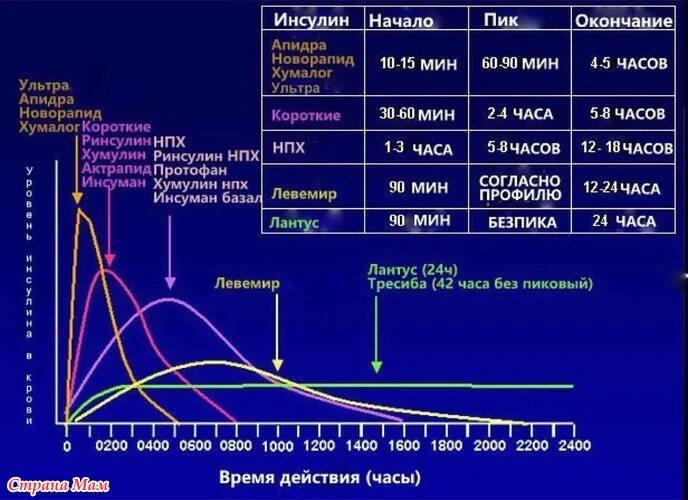 Инсулин левемир график действия. Профиль действия инсулина. Инсулин лантус профиль действия. График действия инсулина апидра.