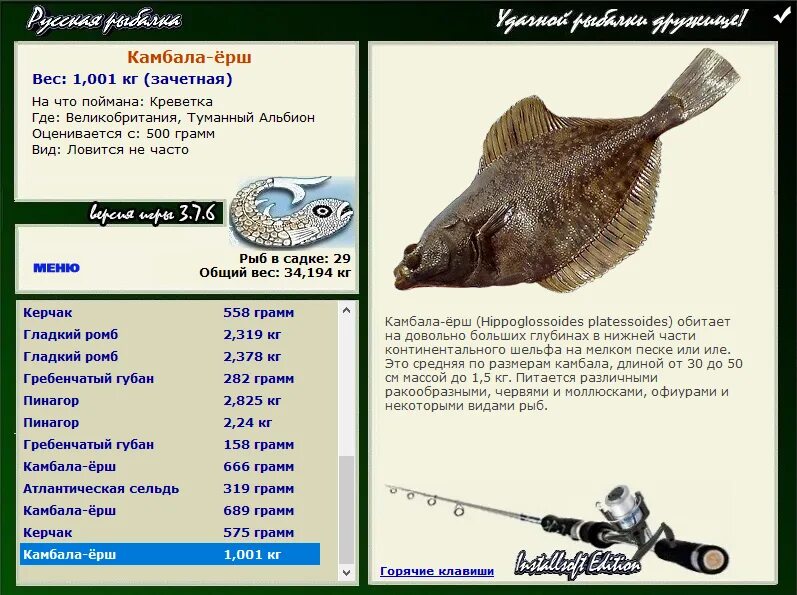 на какой глубине камбала