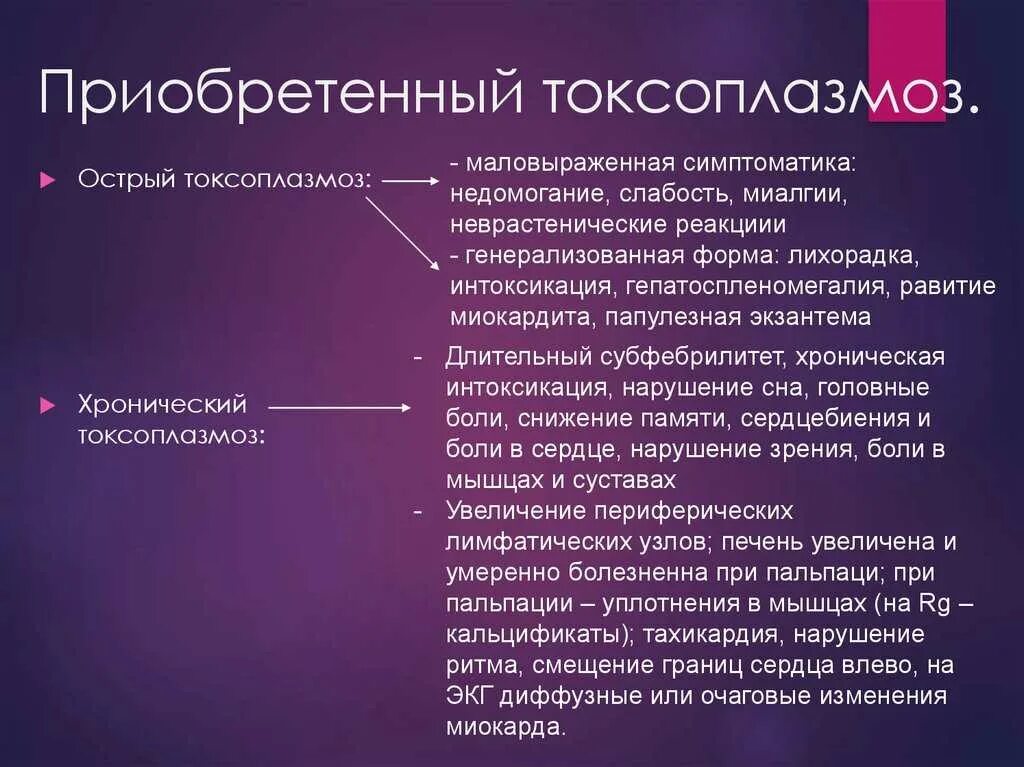 Как выявить токсоплазмоз у человека. Токсоплазмоз характерные клинические проявления. острый токсоплазмоз симптомы. приобретенный токсоплазмоз. хронический приобретенный токсоплазмоз.