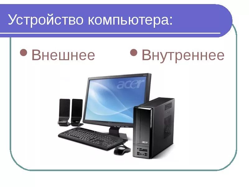 Виды персональных компьютеров устройство компьютера. Внешние устройства компьютера. Устройство монитора компьютера. Устройство компьютера картинки. Рисунок компьютера с внешними устройствами.