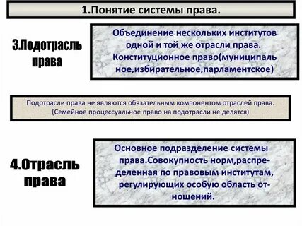 Подотрасли правового института