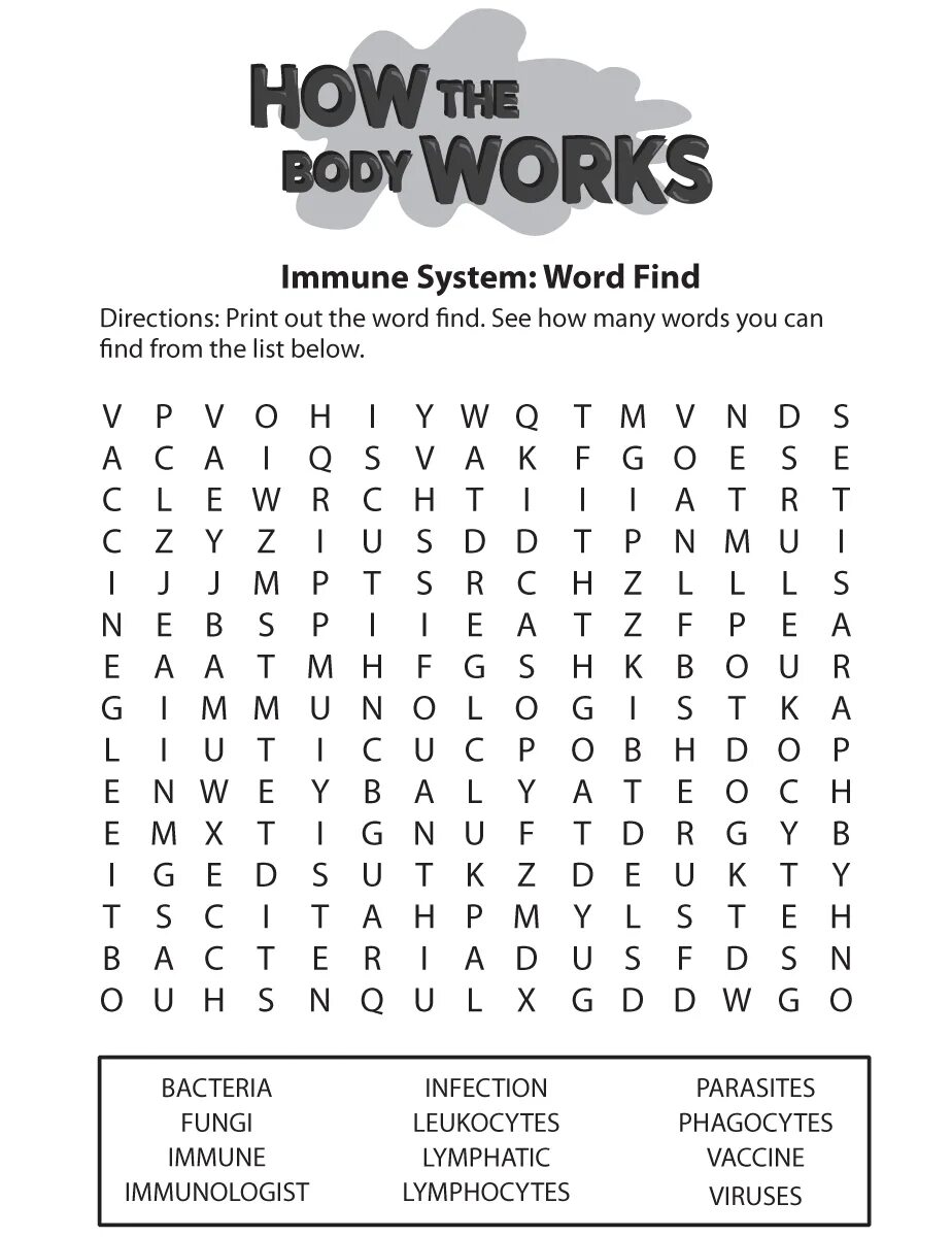 Find the Words. Find Words body. How the body works. Body Worksheets find the Words. Word find game
