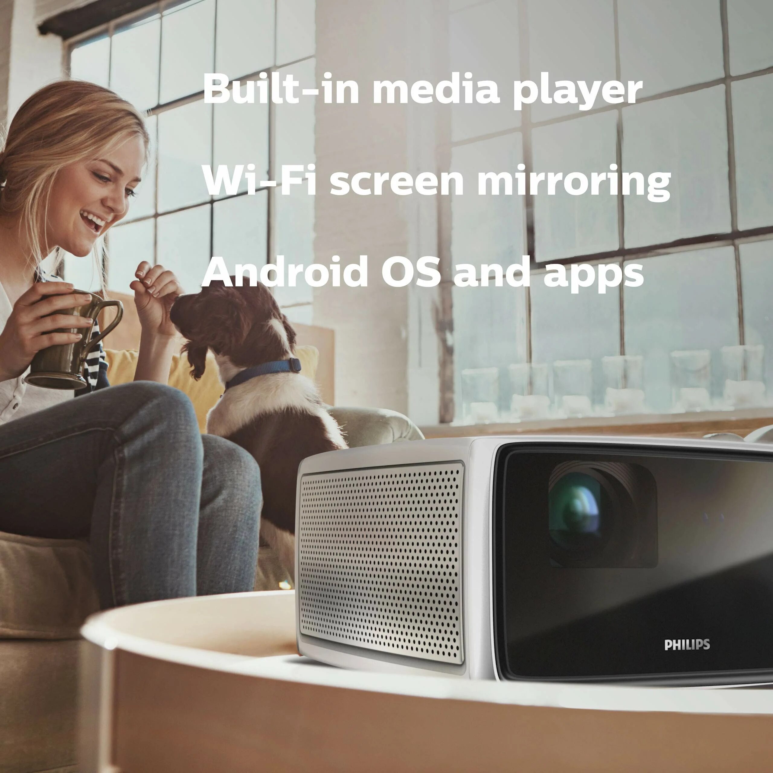 Проектор или телевизор что лучше. Philips Screeneo s6. Проектор для домашнего кинотеатра Филипс. Девушка смотрит проектор. Проектор Philips к стене.