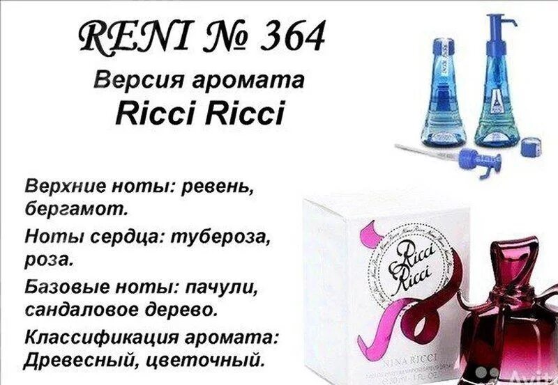 Рени ли. Reni наливная парфюмерия. Духи Рени 472 Nina Ricci.