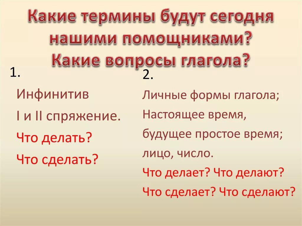 Какие есть термины. Какие бывают терианы. Личная форма глагола какой вопрос. Вопросы глагола. Личные формы глагола презентация