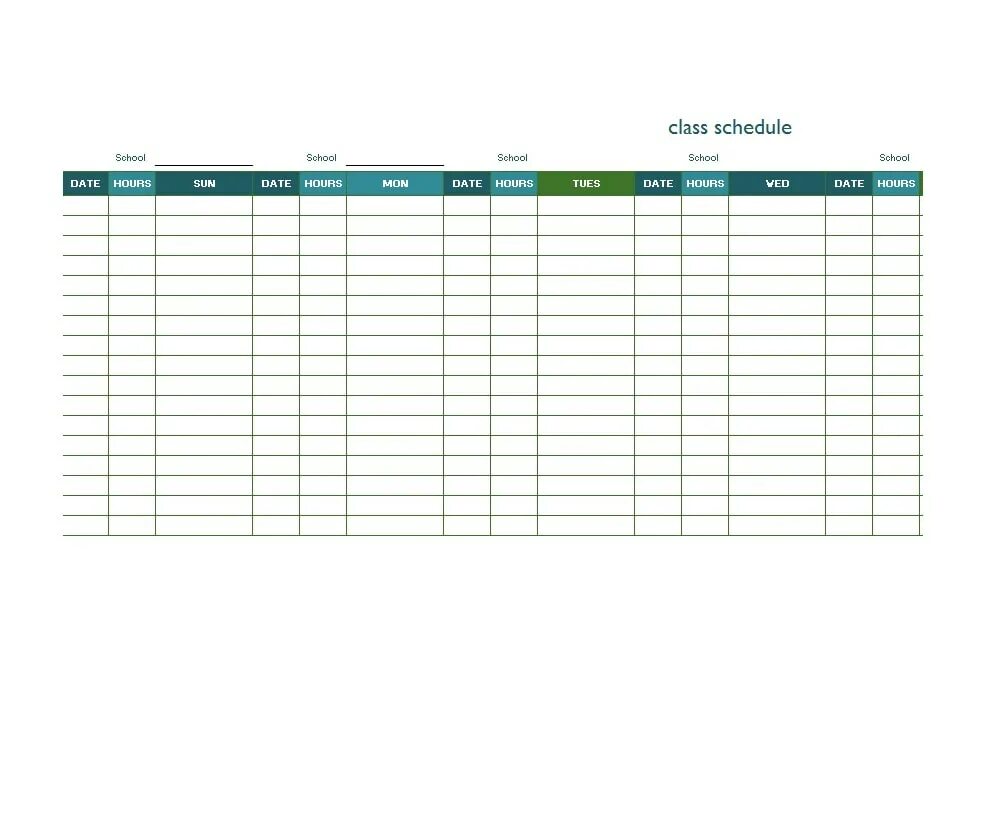 Class schedule. College schedule.