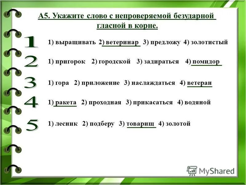 укажите 5 самых
