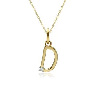 Initial D Diamond Letter Necklace in 9ct Yellow Gold 191P0740019 Fruugo ES.