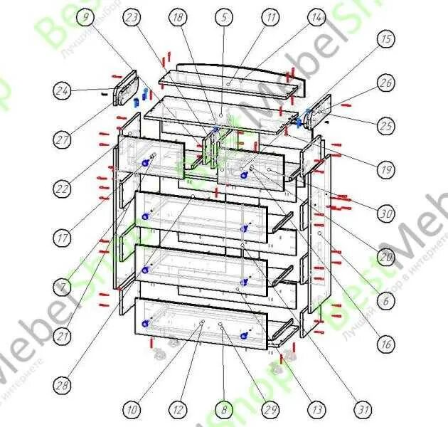 Комод МИФ Ангара Миф, арт. MF-000075606, 160.2x47.6x104 см, 4 ящ. - купить по вы