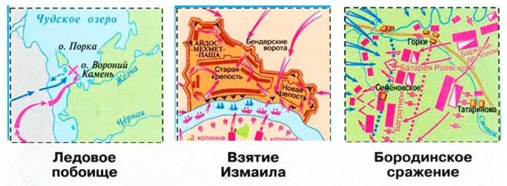 Соедини линиями разного цвета название битвы. Картосхемы ледовое побоище взятие измаила бородинское сражение. взятие измаила схема битвы. фрагмент картосхемы ледового побоища. фрагмент картосхемы взятие измаила.