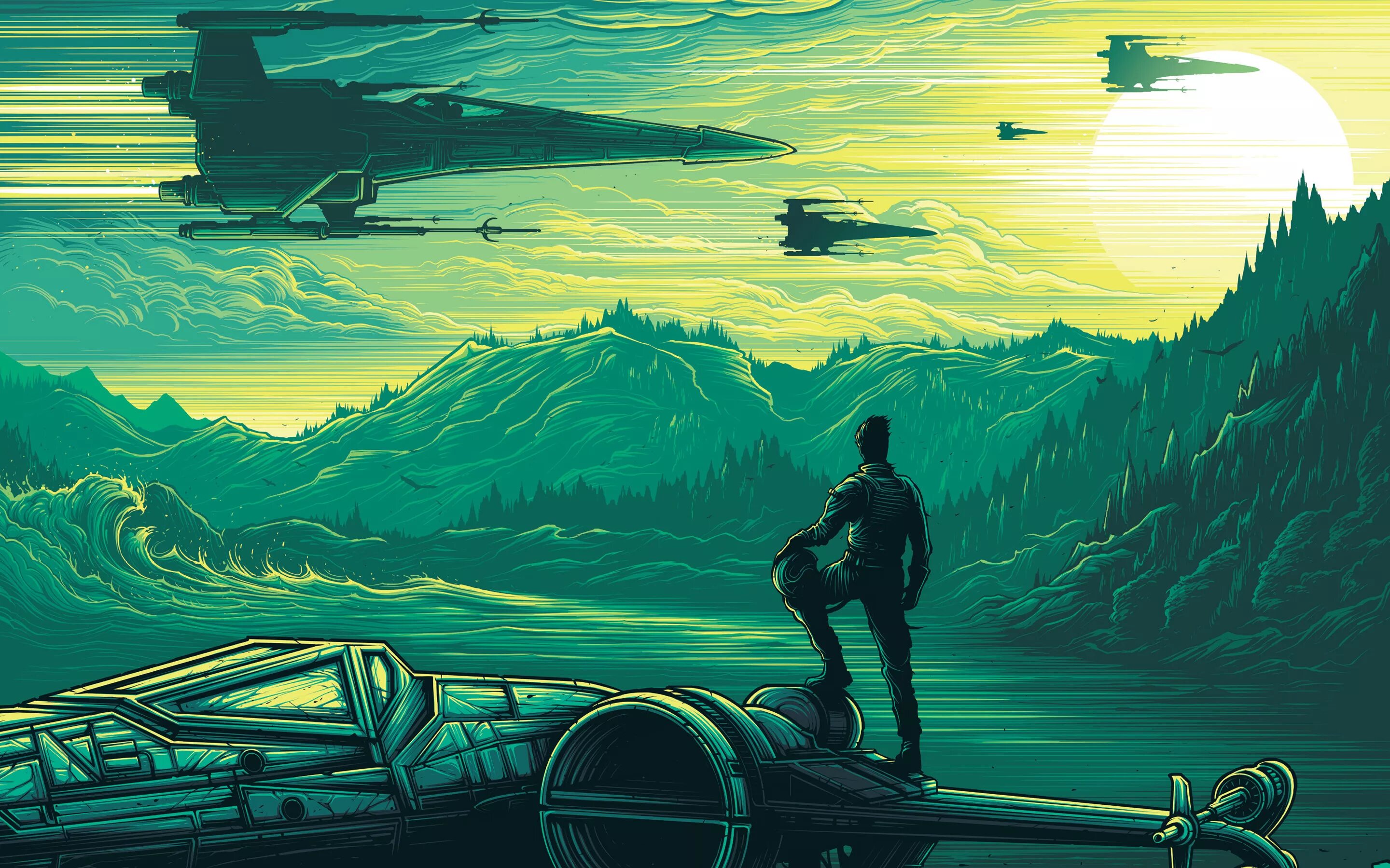Грин стар арт. Dan mumford звездные войны. блейн моно арт. фантастические пейзажи.