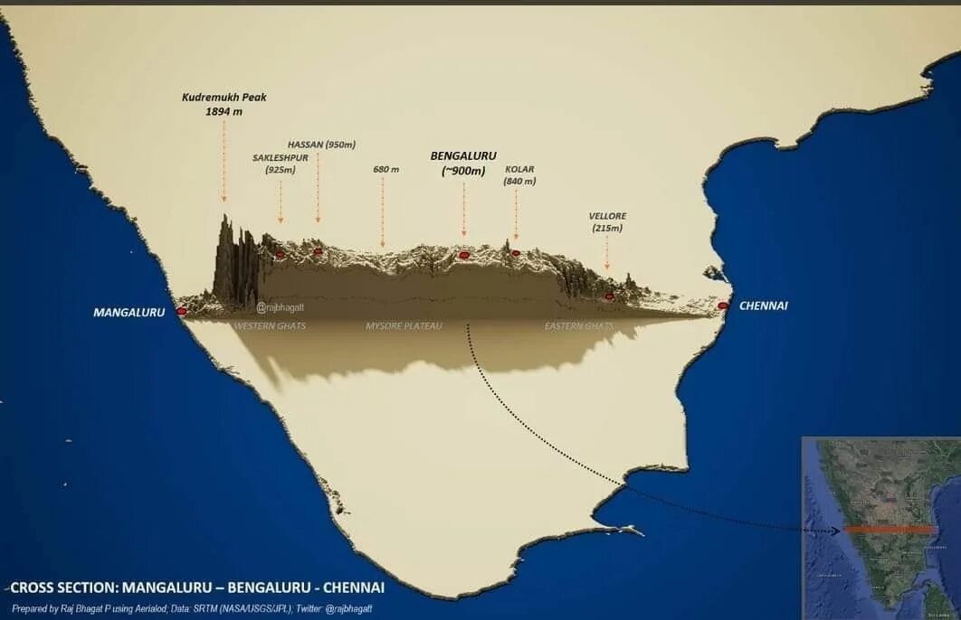 Международная высота над уровнем моря. Карта Индии высот над уровнем моря.