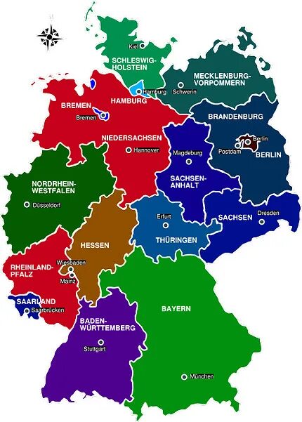 Deutschlands laender. карта германии с 16 федеральными землями. карта германии на немецком языке с федеральными землями. земли германии на карте на немецком. карта германии bundesländer.