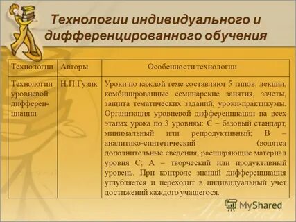 Дифференцированное обучение и учет индивидуальных особенностей