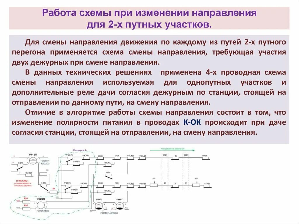 Двухпроводная и четырехпроводная схема смены направления. Схема двухсторонней смены направления. Схема вспомогательной смены направления. Четырёх проводная схема смены направления.