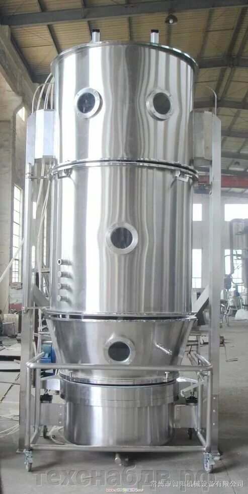 Fluidized Bed Dryer. Granulator Machine. Fluid granules.