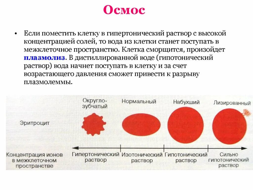 Изменение концентрации натрия хлорида