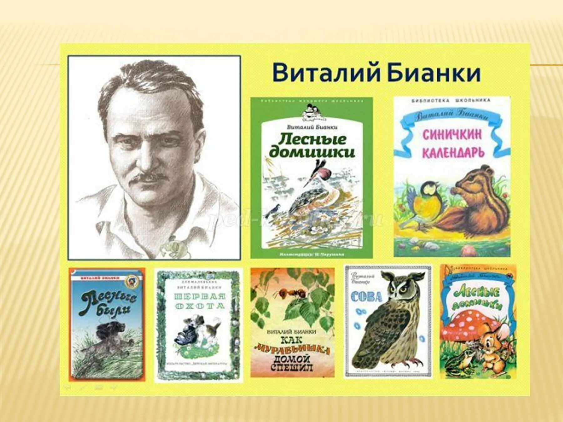 Герои произведений и чтение. Портрет Виталия Бианки писателя-натуралиста.