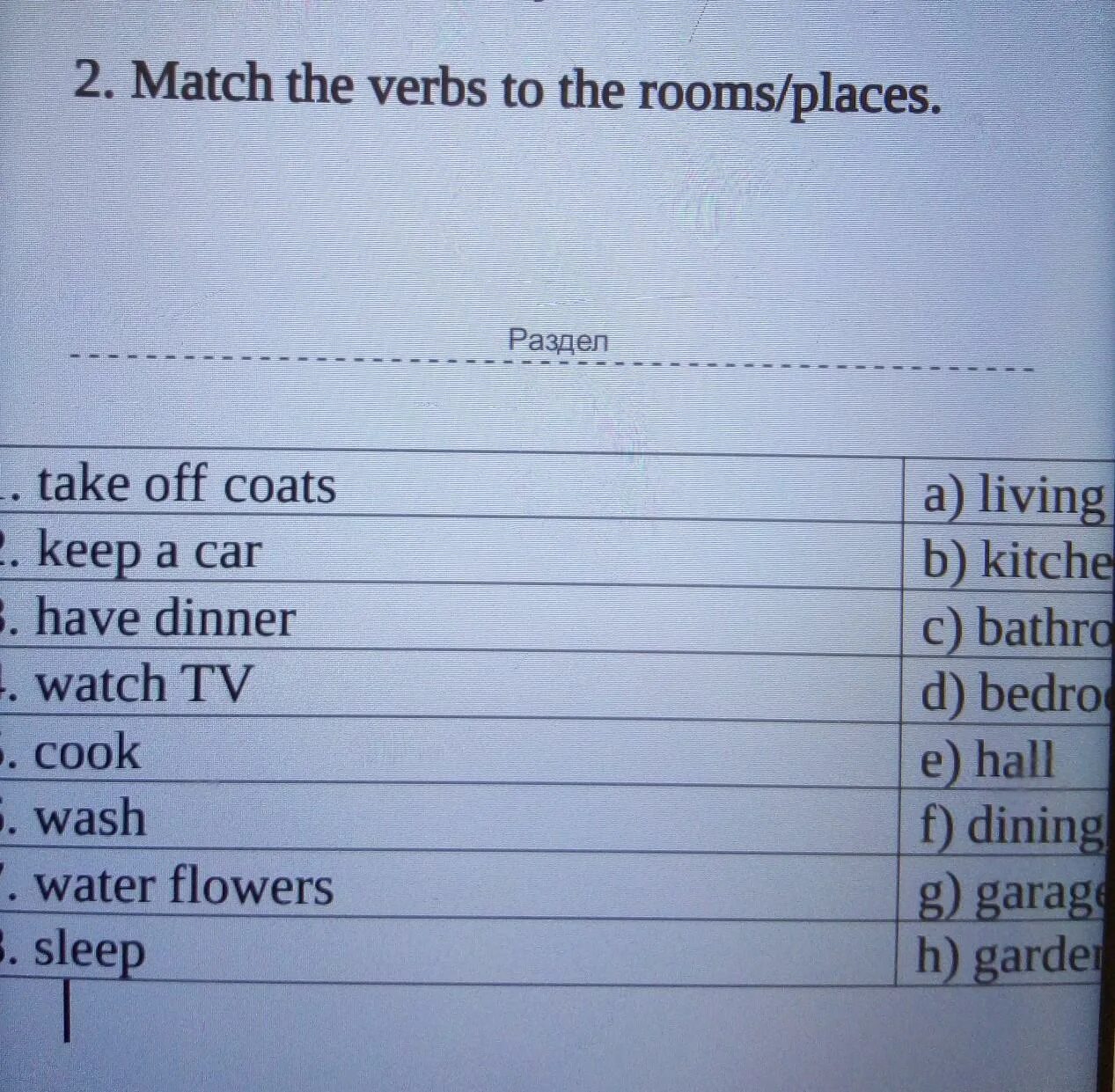 Match the verbs to the Rooms/places. Match the verbs with the places take off Coats ответы. Match the verbs to the Rooms/places гдз 5 класс. Take off Coats keep a car have dinner watch.