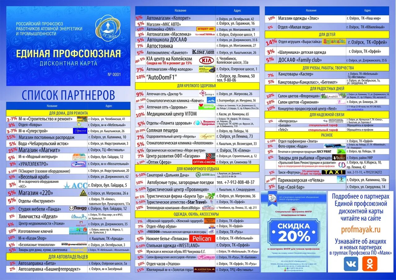 Список партнеров рахмат 102 рф. Скидка по профсоюзной карте. Профсоюзная карта список магазинов. Профсоюзная дисконтная карта. Дисконтная карта профсоюза список партнеров.