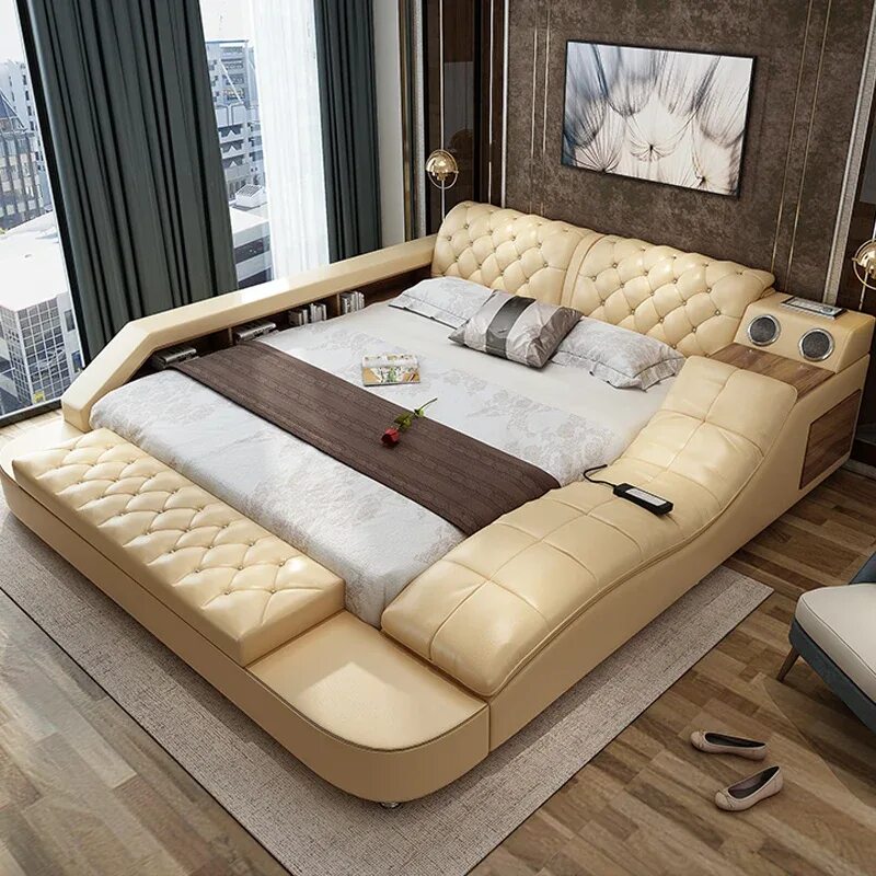 Кровать многофункциональная Кинг сайз. Кожаная Кинг сайз кровать. Кровать большая. Огромная двуспальная кровать.