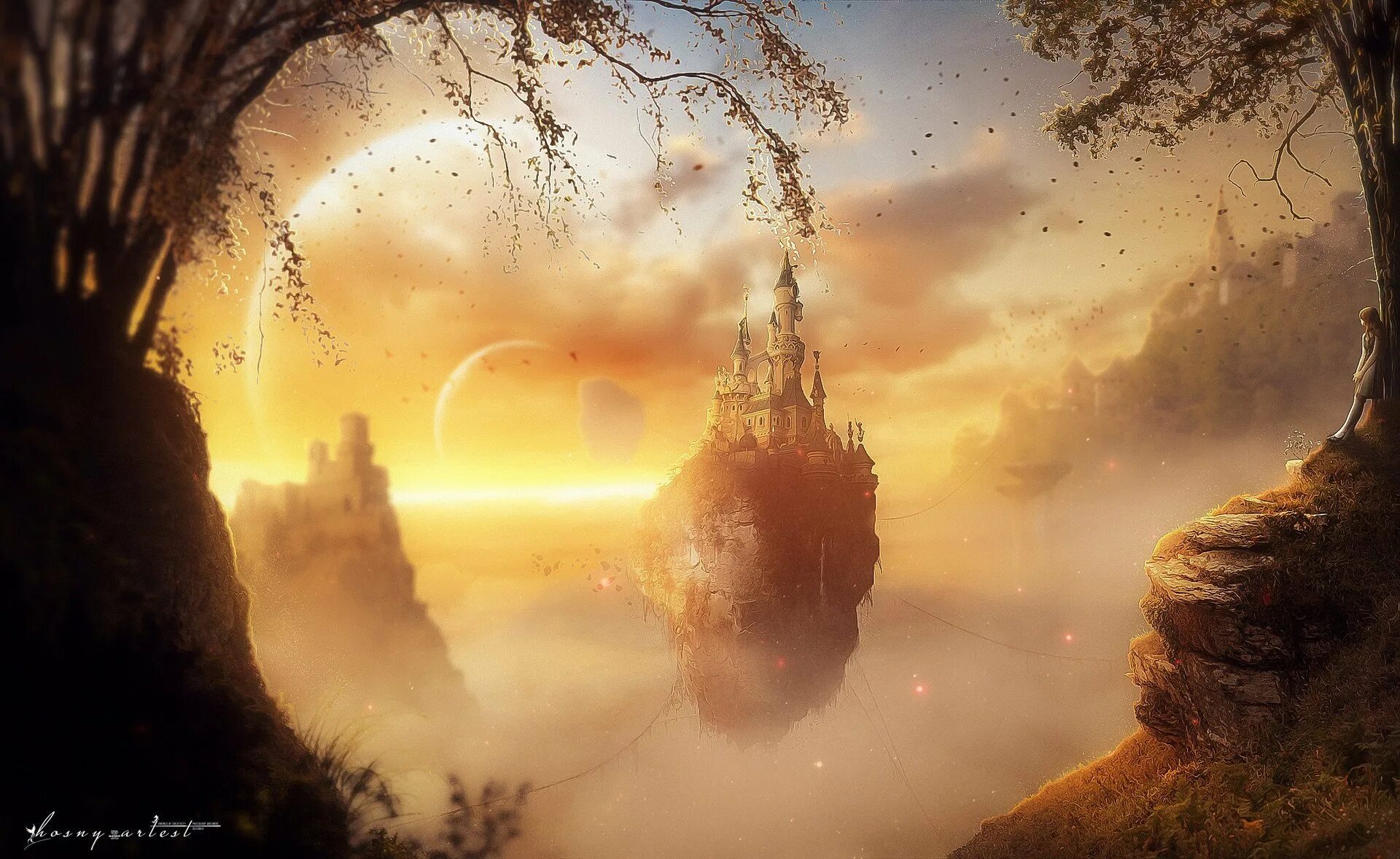 фэнтези восход солнцев. арракис дюна. фэнтези восход солнцев. фантастические пейзажи. эпический пейзаж.